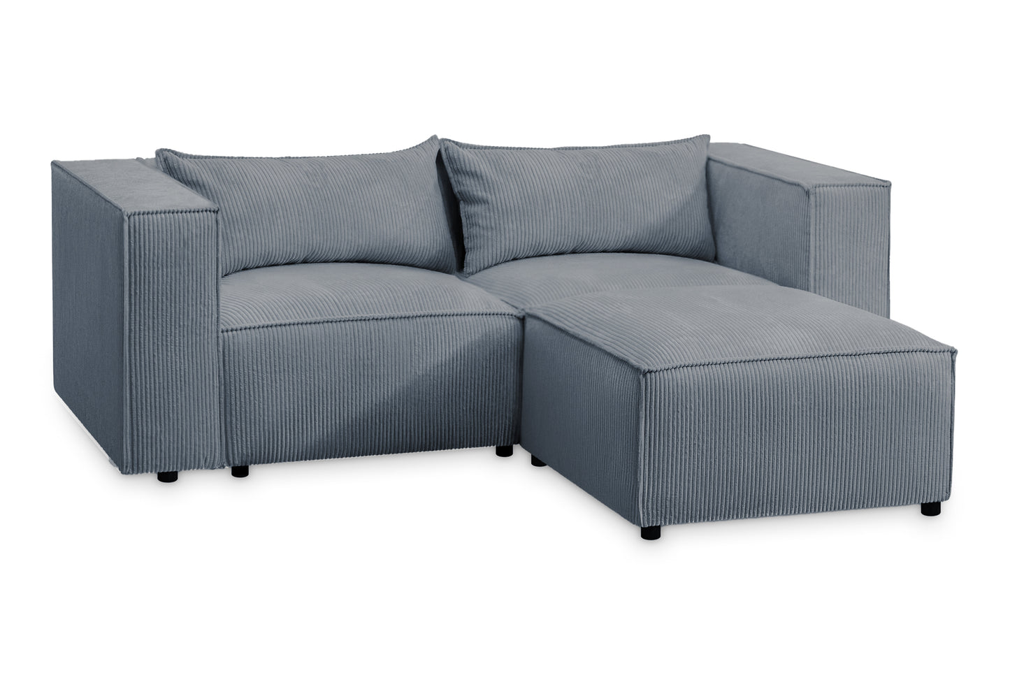 Ecksofa MODULO 210x185 cm Modulsofa Lincoln 85 Graublau – Kompaktes Design mit weichem Breitcord-Stoff
