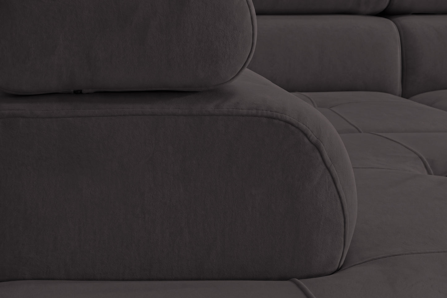 Ecksofa Luca L-Form Graphit Stoff Element 01 Linke Ottomane mit Schlaffunktion & Bettkasten