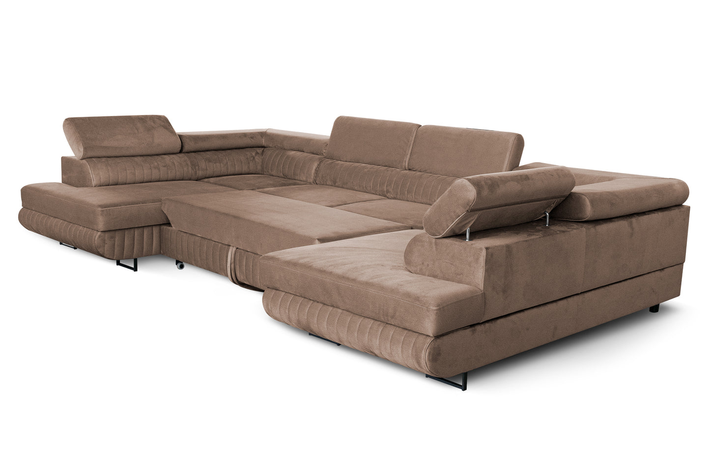 U-förmiges Schlafsofa Magnum Braun 345x202 cm – Flexibles Design ohne feste Seite