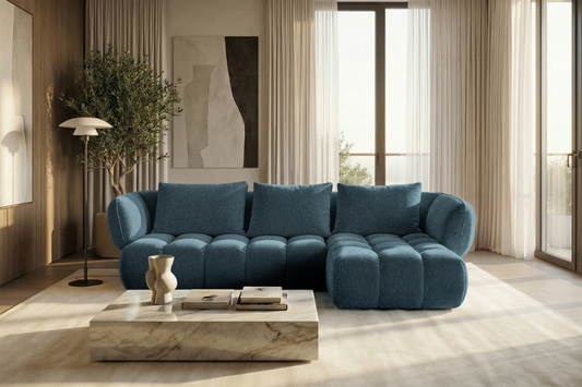 Lounge Ecksofa SAVIO - Puente 39 Petrolblau rechts - 250x168 cm - Design Sofa HR