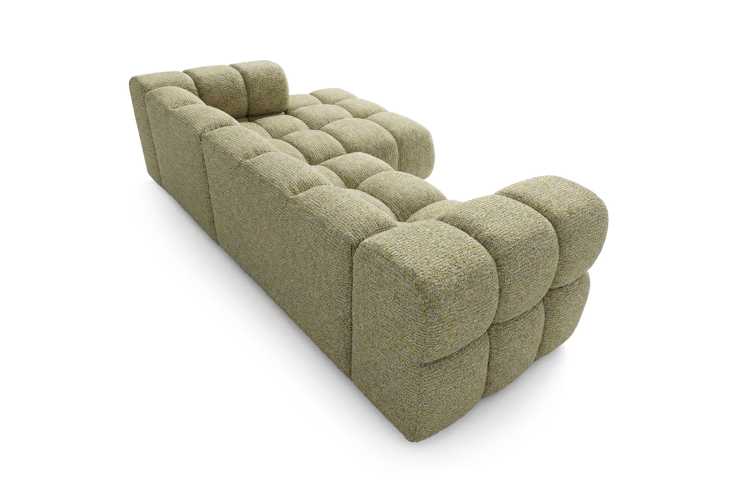 Ecksofa AVERRO 280x150 cm Puente 41 Senfgelb Ottomane RECHTS – Modernes Bubble-Sofa mit weichem Chenille-Strukturstoff