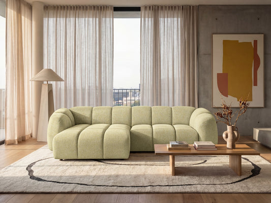 Mali Design Ecksofa 280x150 cm | L-förmige Couch aus Premium Puente-Strukturstoff | 41 Senfgelb | Ottomane links