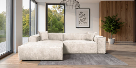 Design Ecksofa Como LC/RC 192x270 cm – Luxus Lounge L-Form Perfect Harmony 01 Beige – Strukturstoff Modern & Robust