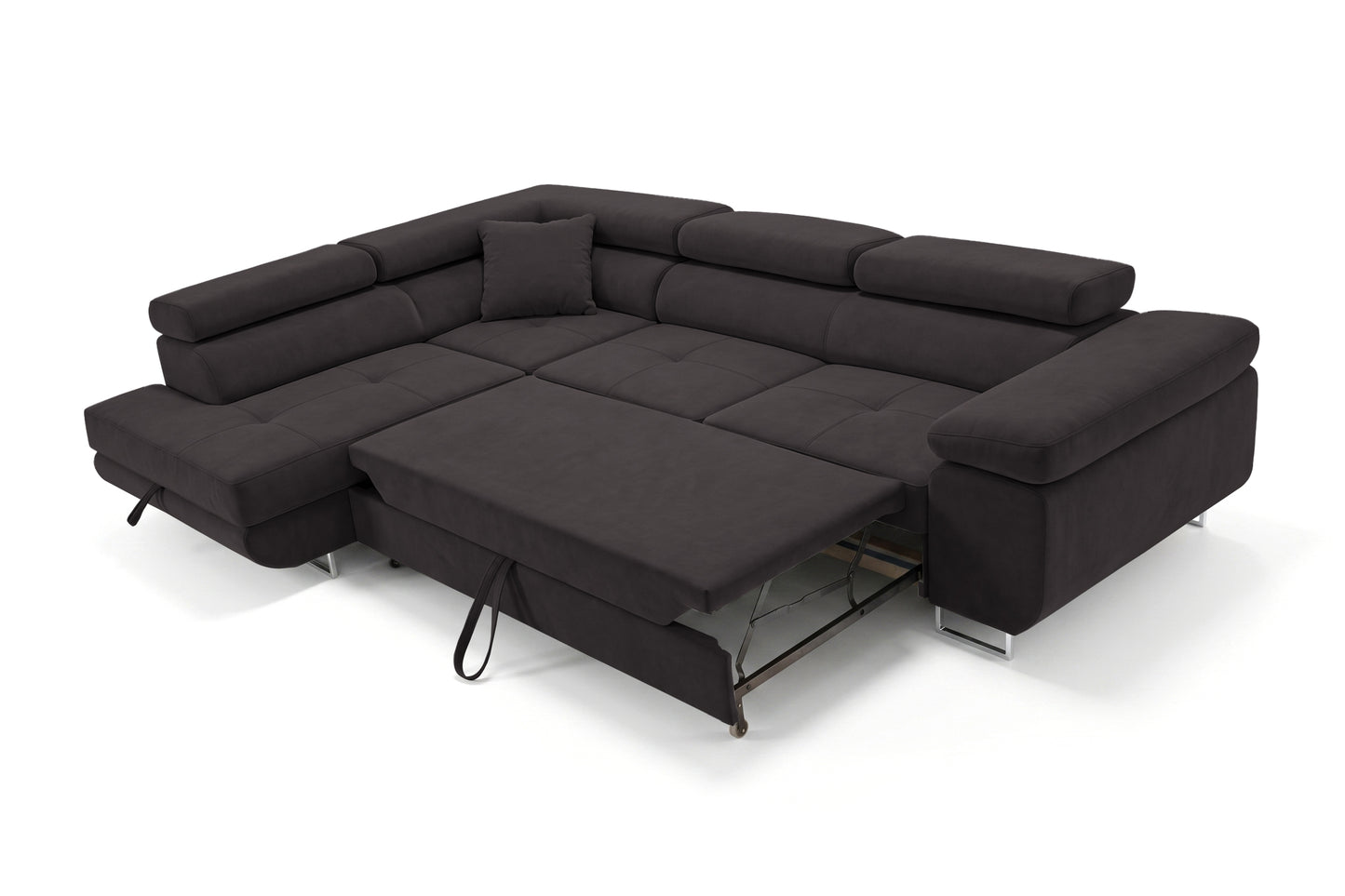 Ecksofa Luca L-Form Graphit Stoff Element 01 Linke Ottomane mit Schlaffunktion & Bettkasten