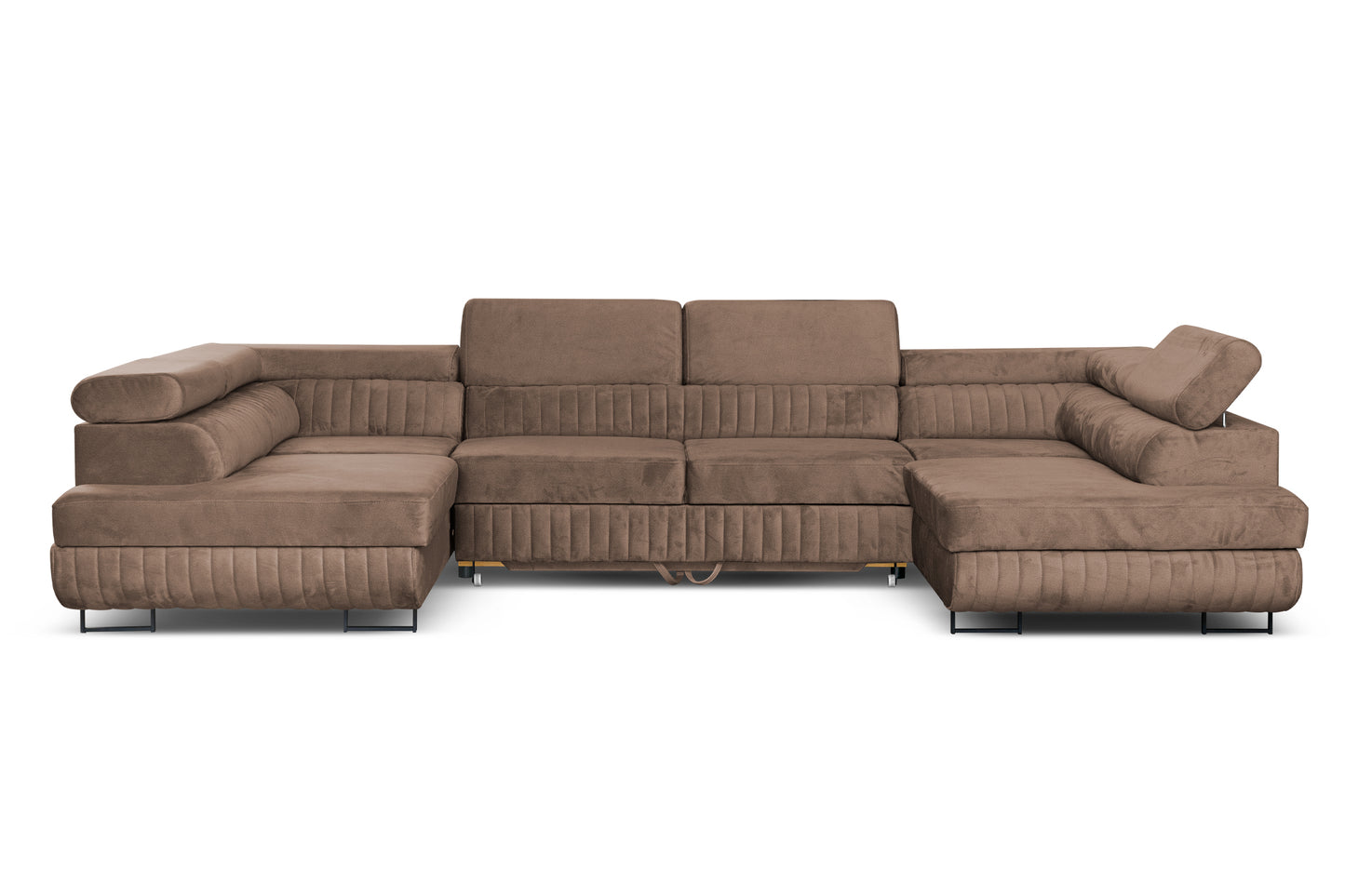 U-förmiges Schlafsofa Magnum Braun 345x202 cm – Flexibles Design ohne feste Seite