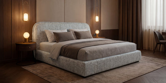 Polsterbett NORDICA 140x200 cm Tracy 12 Silbergrau – Modernes Design-Bett mit abgerundetem Kopfteil & Lattenrost