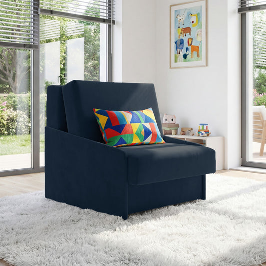 Jupiter Schlafsessel mit Bettkasten & Schlaffunktion 90x105 cm Samt-Velvet Schwarz