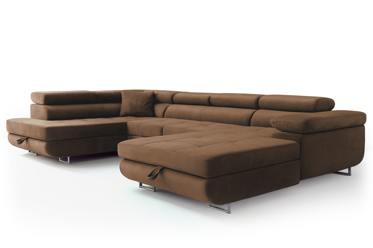 Wohnlandschaft Aller XXL U-Form links Schlaffunktion 2 Bettkästen Beige