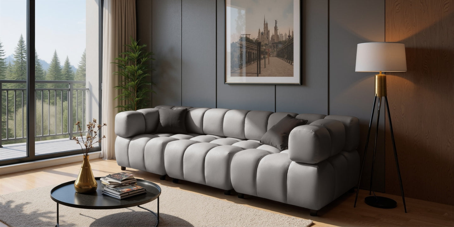 Tondo 4S Design Sofa Modulares Bubble Couch 4-Sitzer Samt Bluvel 03 Hellgrau