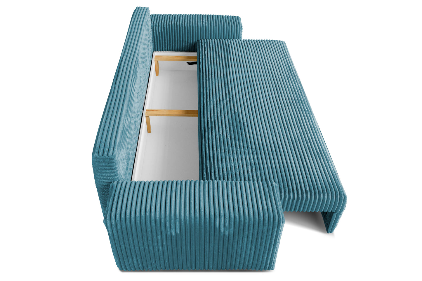 Sofa CORDO von Sofiland – Schlafsofa mit Bettkasten, Cord-Sofa 265x105 cm, Blau 75
