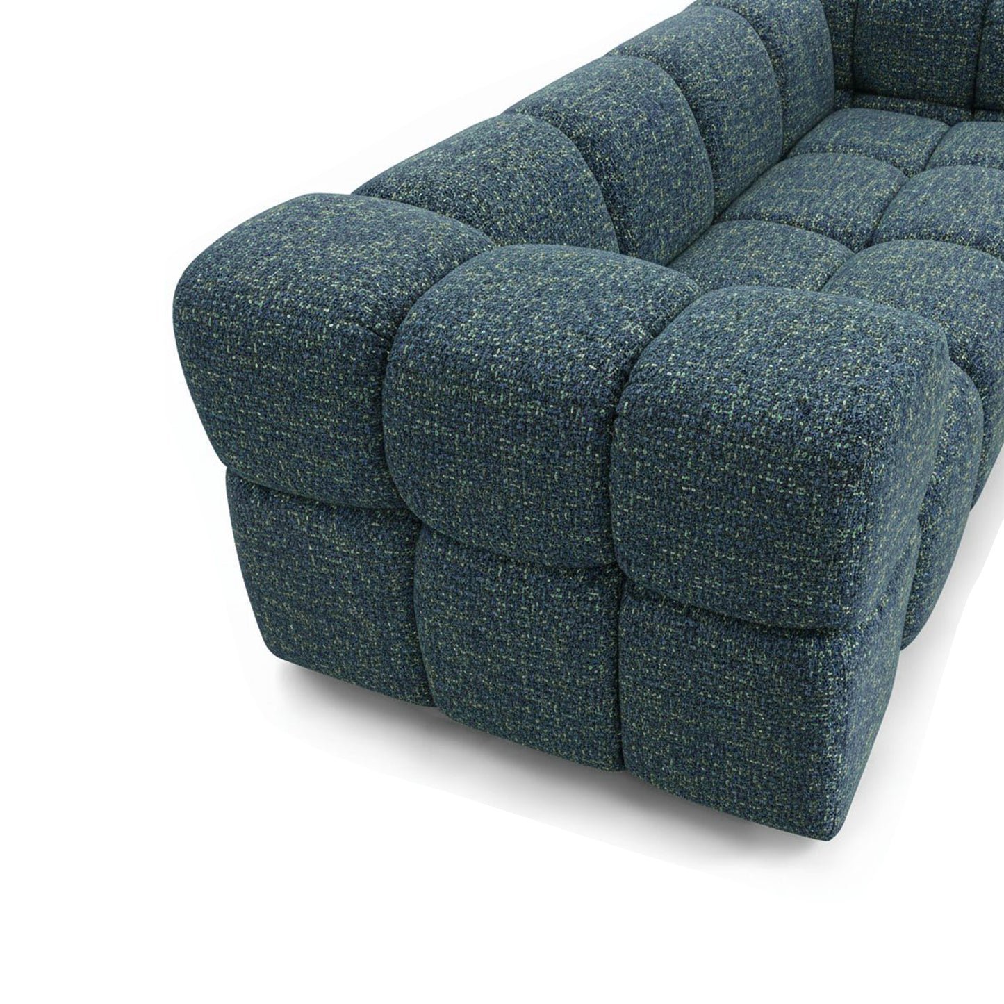 Design-Sofa 3-Sitzer TONDO PUENTE 39 – Strukturstoff in Bouclé-Optik – Wellenformiges Design – Dunkelblau