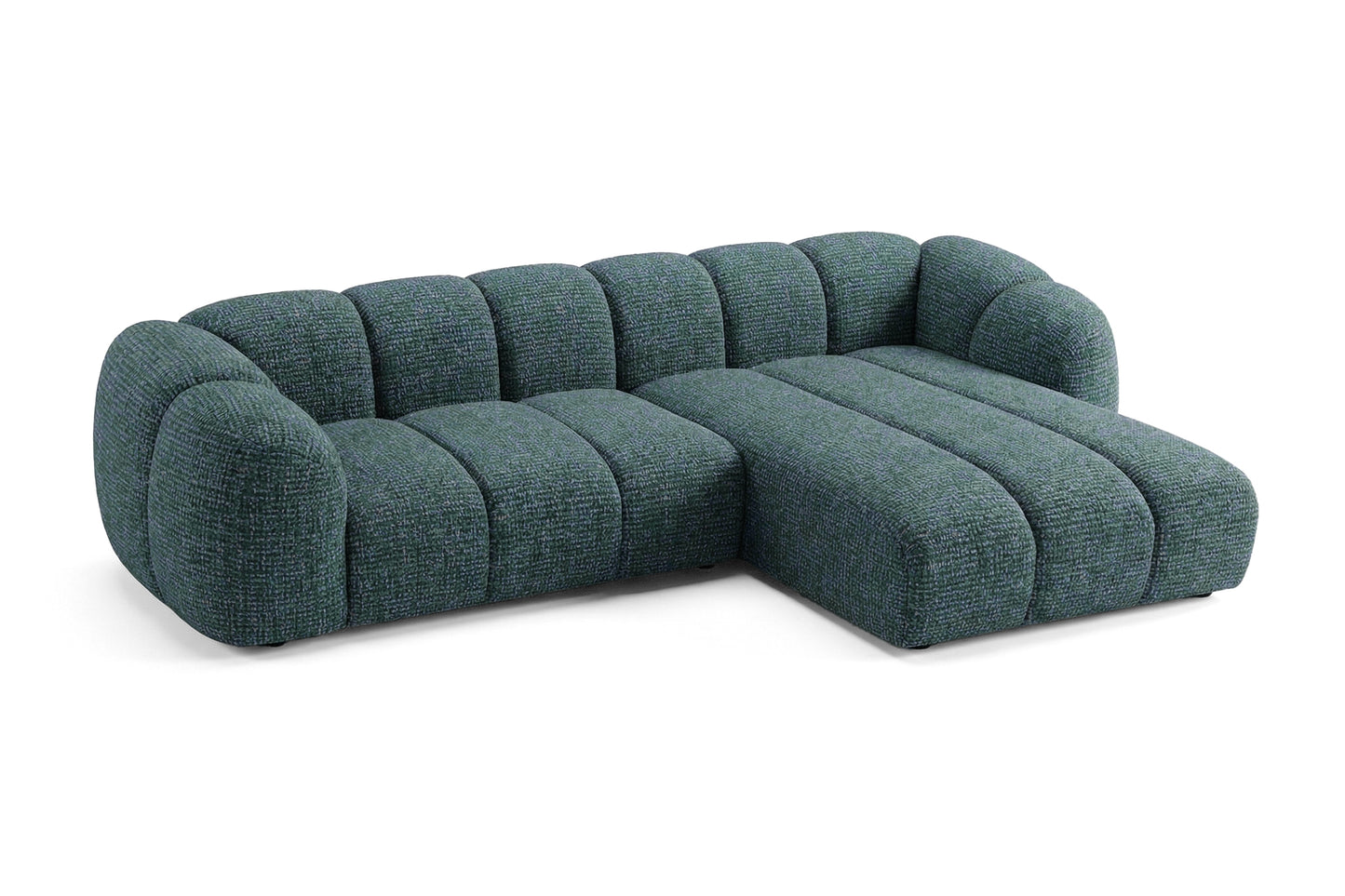 Mali Design Ecksofa 280x150 cm | L-förmige Couch aus hochwertigem Puente-Strukturstoff |39 Petrolblau| Ottomane rechts
