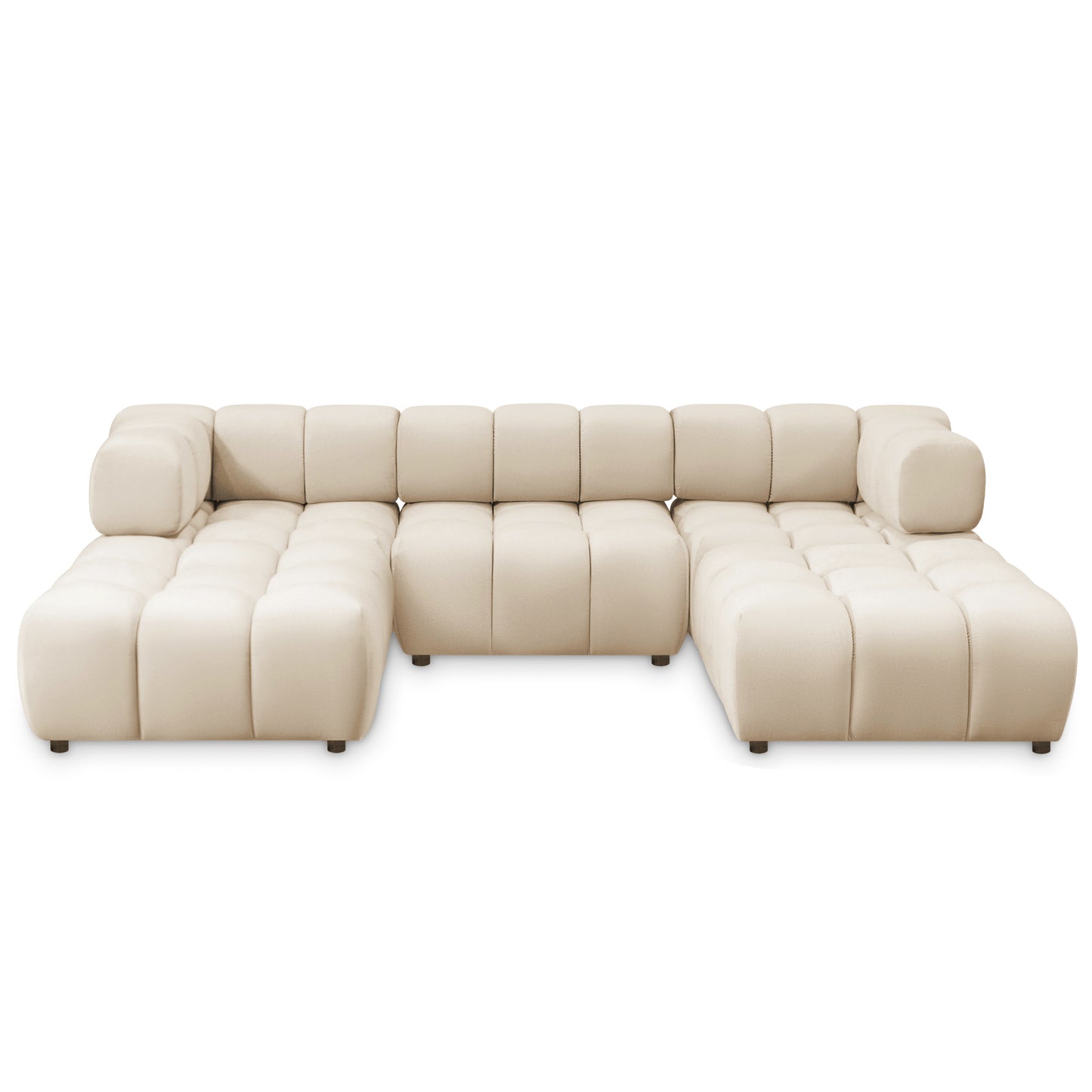 Exklusive Wohnlandschaft Tondo U 192x288 cm – Designer-Sofa Samt Bluvel 22 Beige – Modernes Bubble-Design & HR-Schaum Komfort