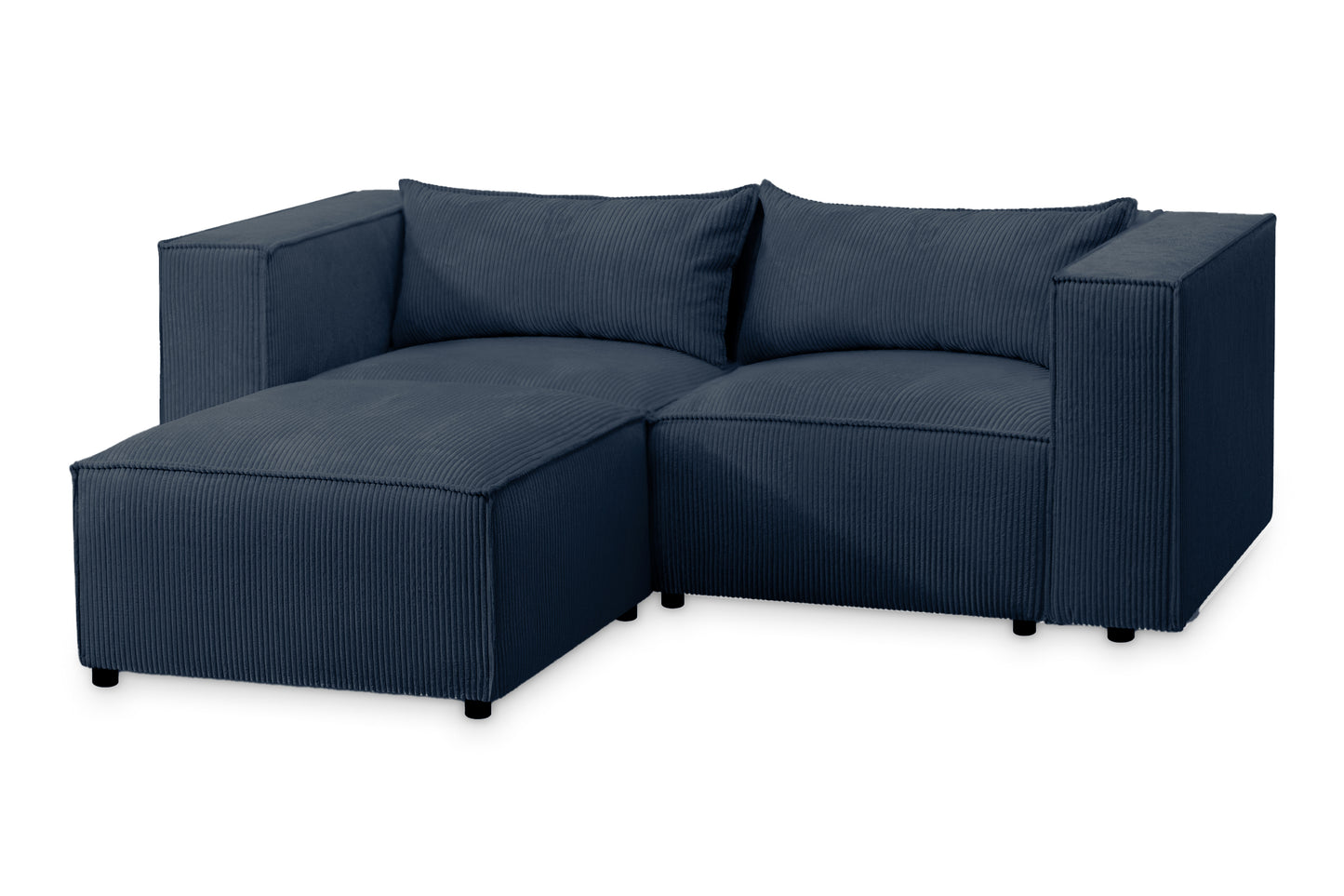 Ecksofa MODULO 210x185 cm Modulsofa Lincoln 77 Blau – Kompaktes Design mit weichem Breitcord-Stoff