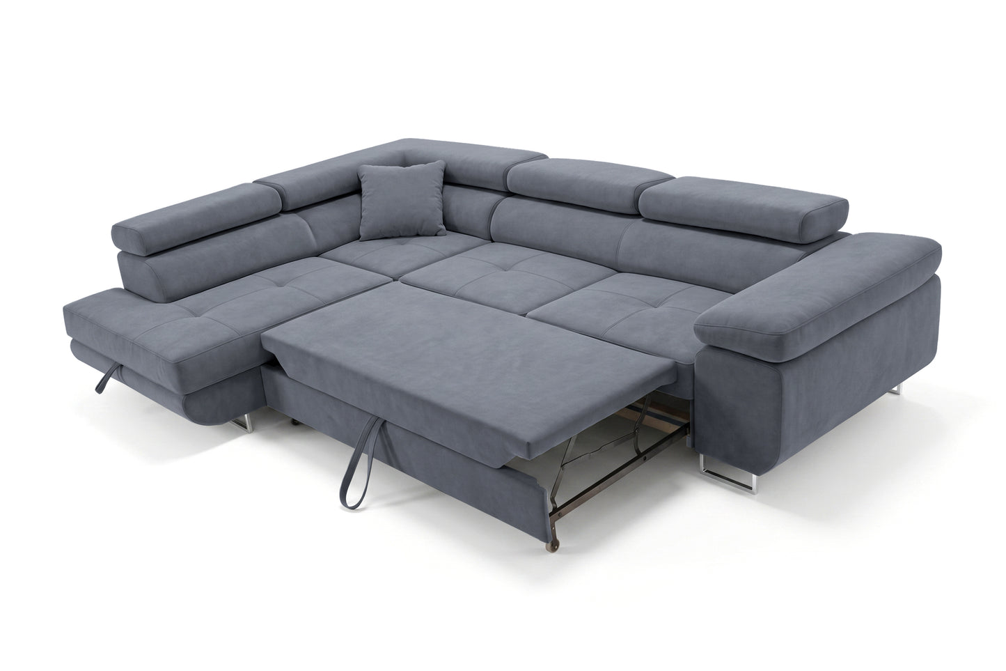 Ecksofa Luca L-Form Grau Stoff Element 23 Linke Ottomane mit Schlaffunktion & Bettkasten