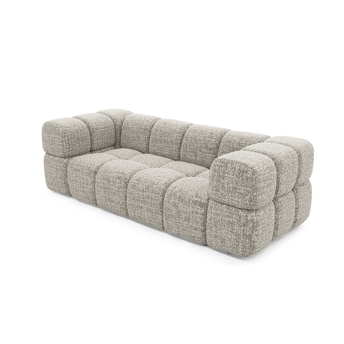 Designer-Sofa 3-Sitzer TONDO PUENTE 09 – Strukturstoff in Bouclé-Optik – Wellenförmiges Design – Hellgrau