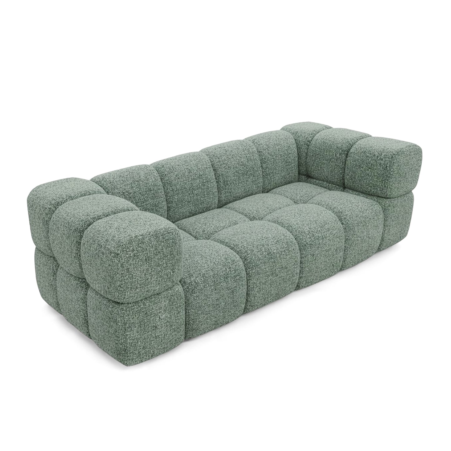 3-Sitzer-Designsofa TONDO PUENTE 33 – Strukturstoff in Bouclé-Optik – gewelltes Design – Mint