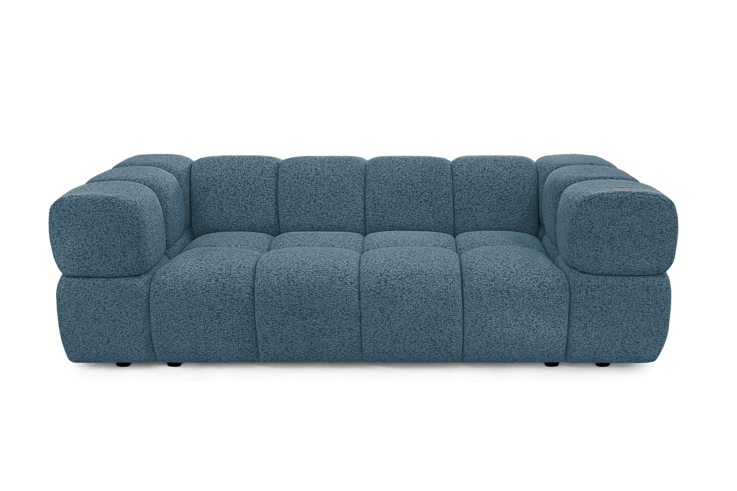 Design 3-Sitzer Sofa AVERRO 240 cm – Puente Petrolblau 39 – Strukturstoff Premium – HR-Schaum