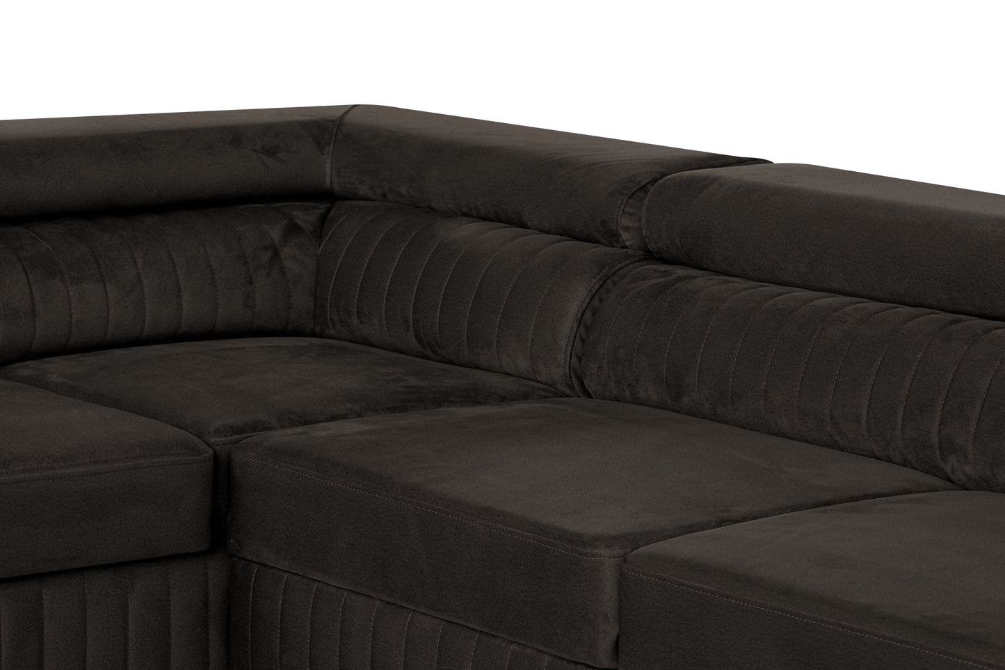 Großes U-förmiges Schlafsofa mit Bettkasten & Agmamito Element Bezug, Dunkelbraun Magnum U Sofiland