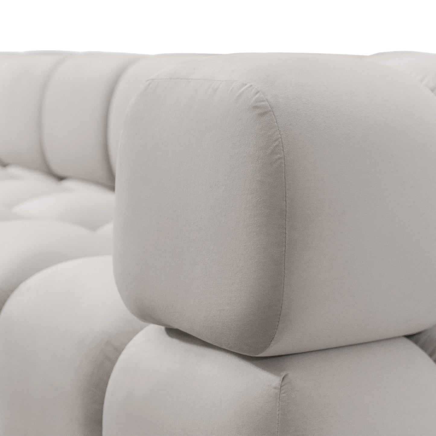 Exklusive Wohnlandschaft Tondo U 192x288 cm – Designer-Sofa Samt Bluvel 03 Hellgrau – Modernes Bubble-Design & HR-Schaum Komfort