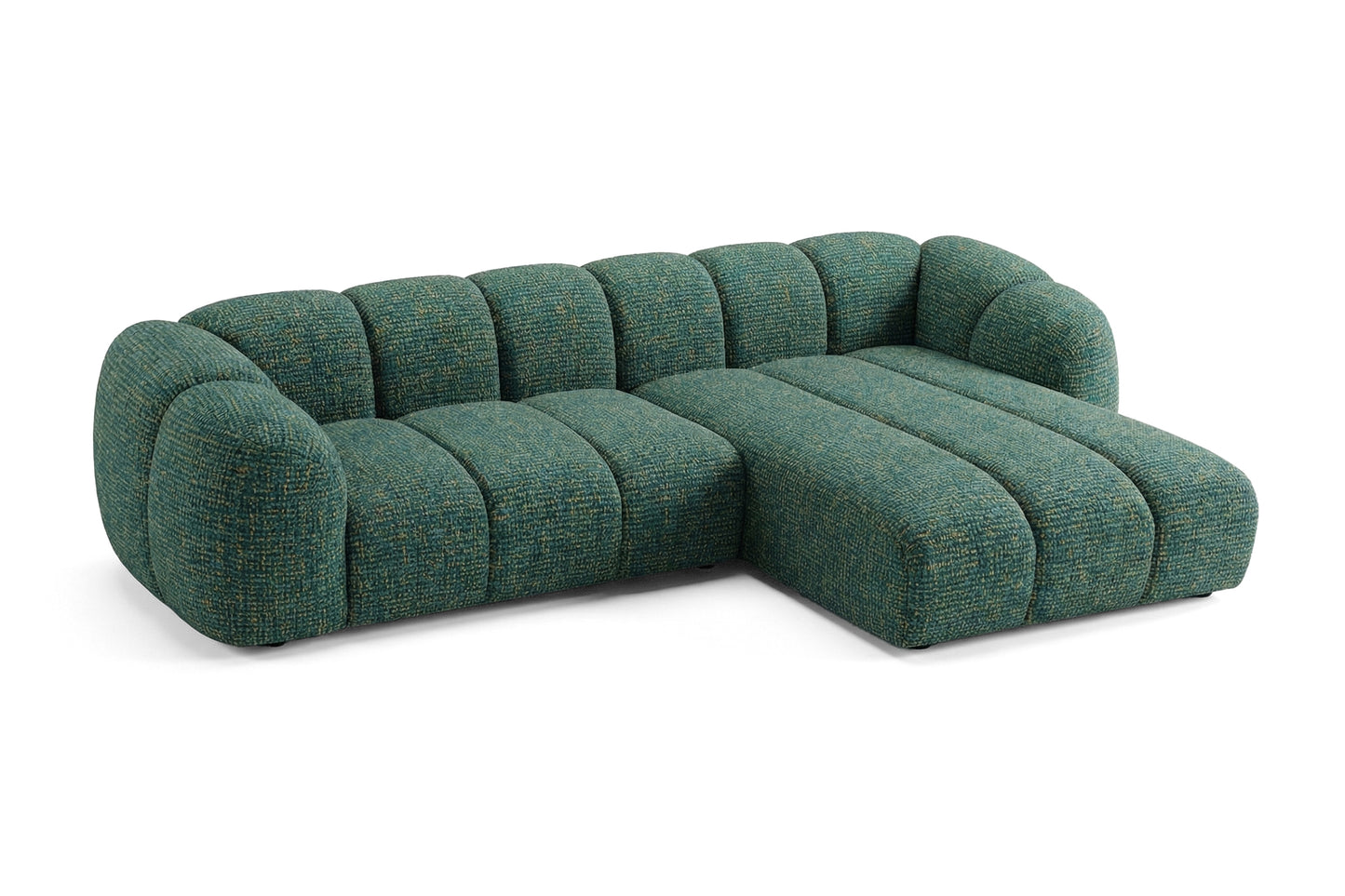 Mali Design Ecksofa 280x150 cm | L-Form Couch in Premium Puente-Strukturstoff |37 Dunkelgrün| Ottoman Rechts