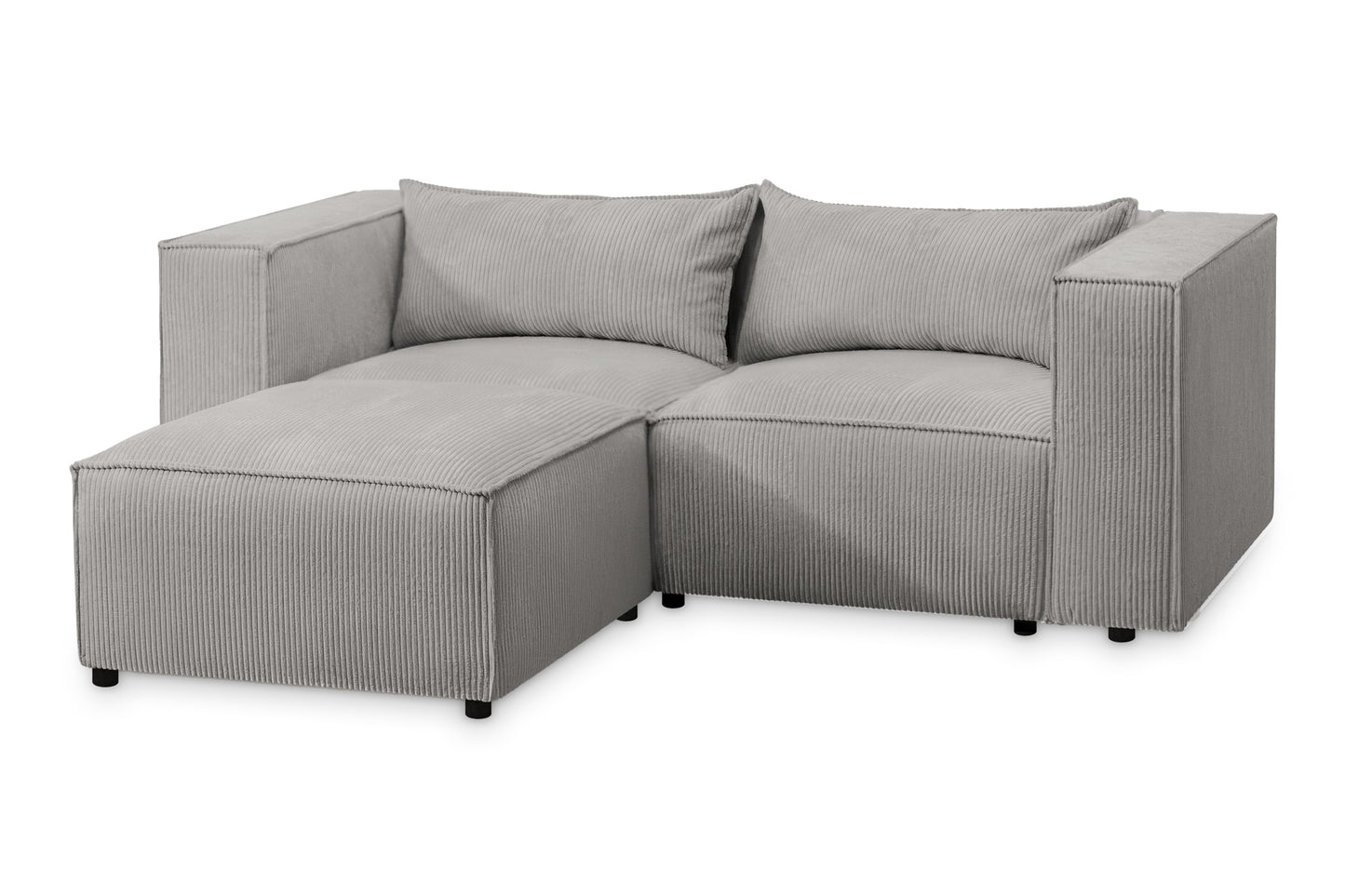Ecksofa MODULO 210x185 cm Modulsofa Lincoln 86 Grau – Kompaktes Design mit weichem Breitcord-Stoff