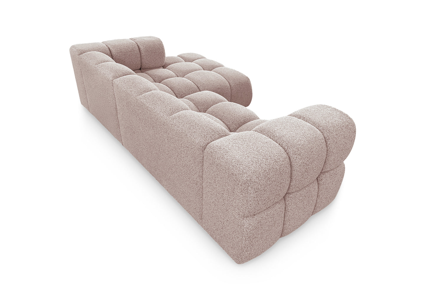 Ecksofa AVERRO 280x150 cm Puente 68 Altrosa Ottomane RECHTS – Modernes Bubble-Sofa mit weichem Chenille-Strukturstoff