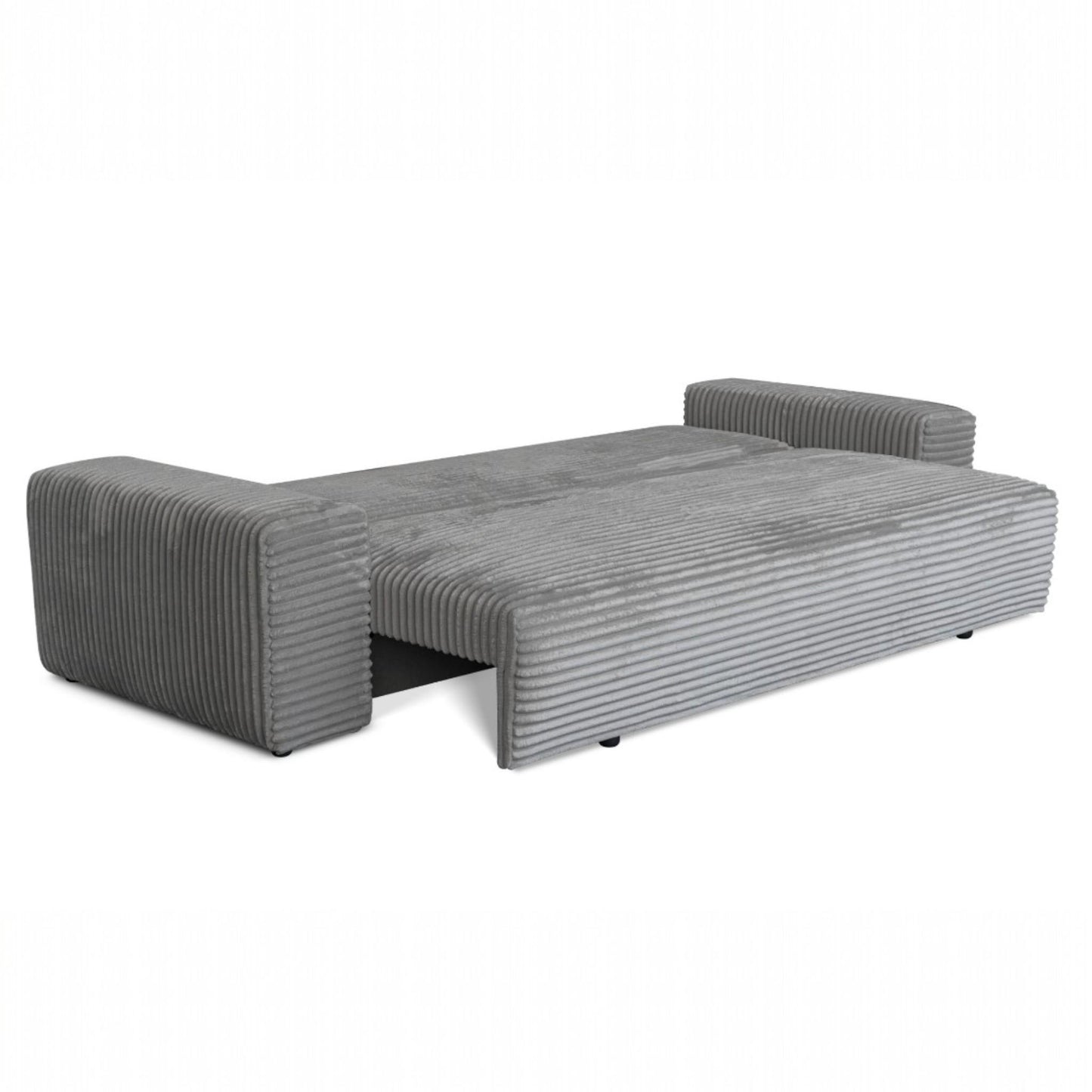 3-Sitzer-Schlafsofa 265 × 105 cm hellgrau mit Stauraum, Stoff: hellgrauer Cord – Cordo