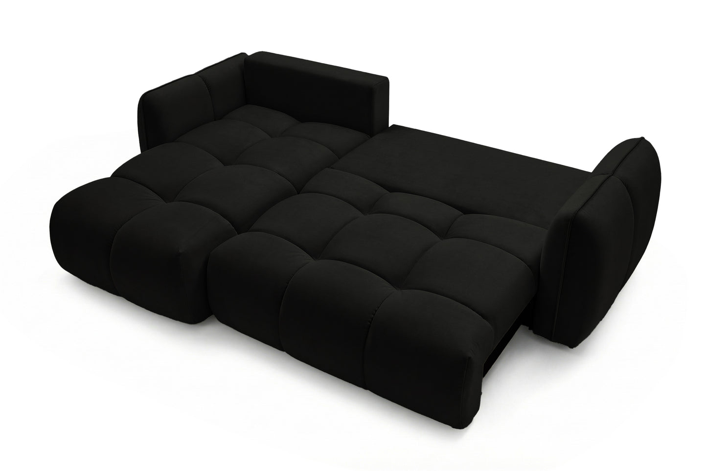 Ecksofa BELVEO mit Schlaffunktion und Bettkasten L-Form Ausrichtung Links Stoff Bluvel 19 Schwarz