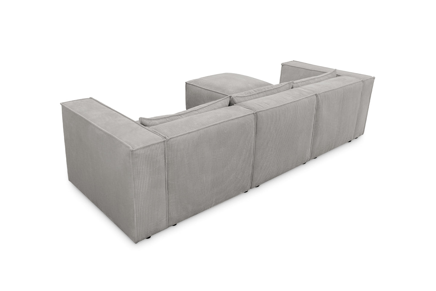 Ecksofa MODULO 290x185 cm Modulsofa Lincoln 86 Grau – Modernes Design mit weichem Breitcord-Stoff