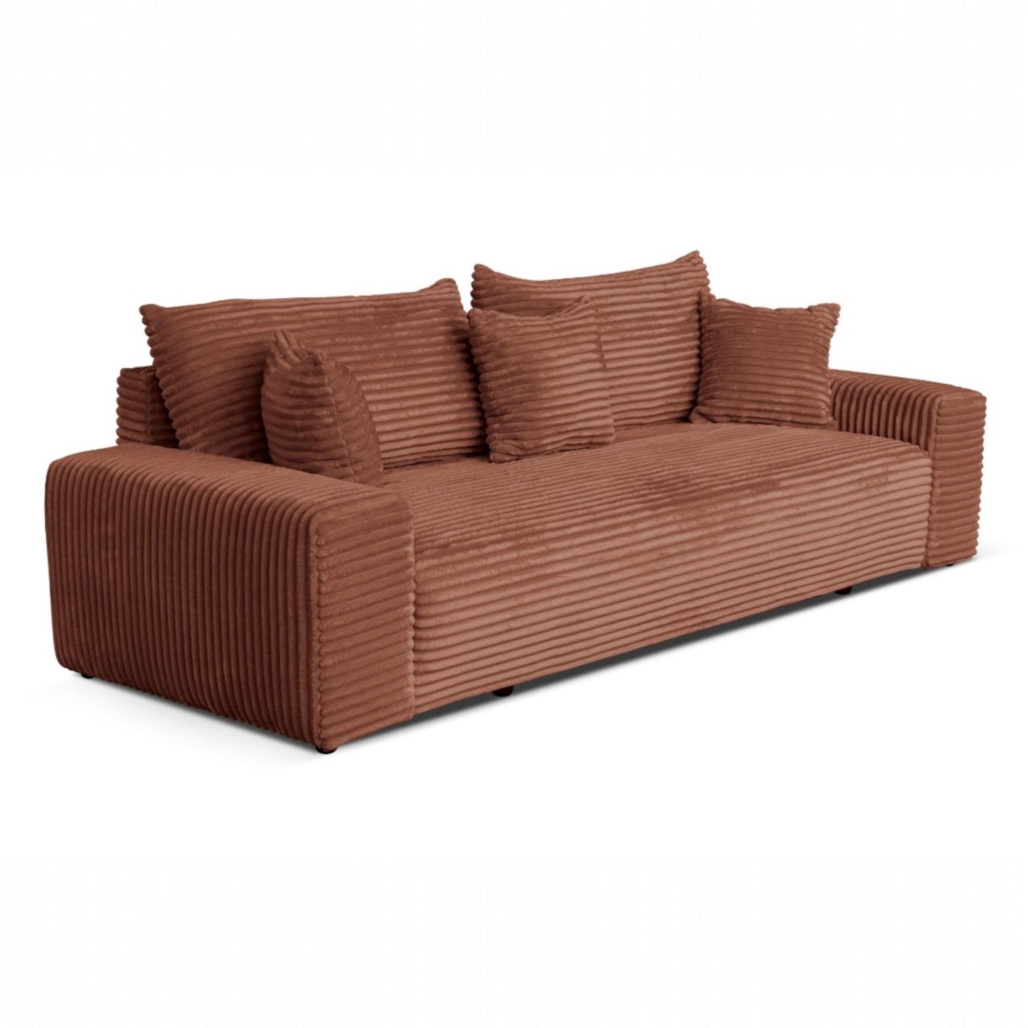 3-Sitzer-Schlafsofa 265 × 105 cm, Ziegelrot, mit Stauraum, Stoff: Cord – Cordo