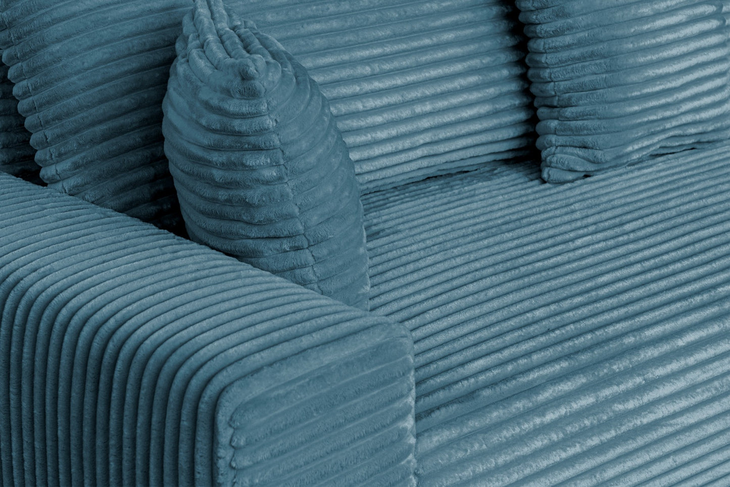 Sofa CORDO von Sofiland – Schlafsofa mit Bettkasten, Cord-Sofa 265x105 cm, Blau 75