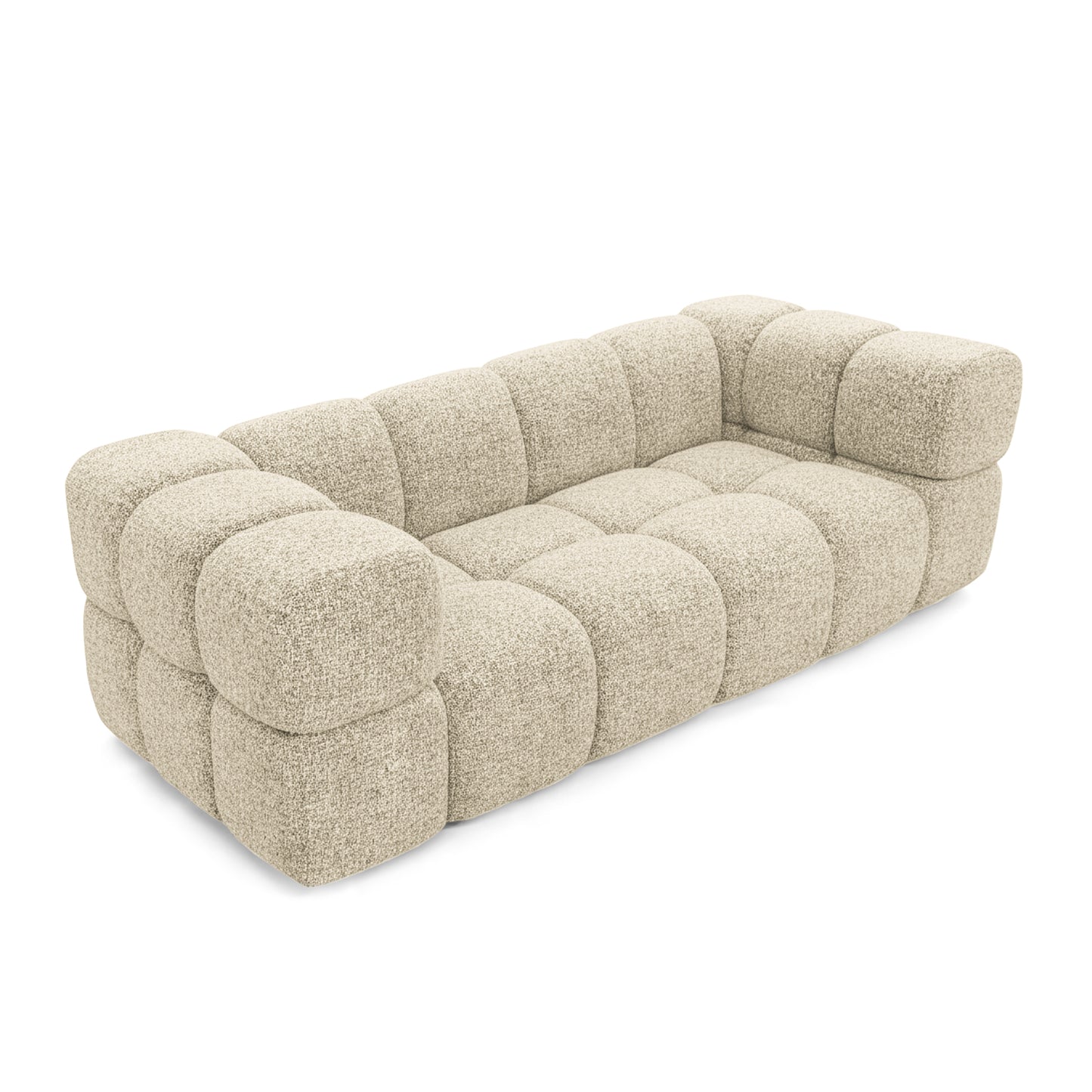 Design-Sofa 3-Sitzer TONDO PUENTE 03 – Strukturstoff in Bouclé-Optik – Wellenförmiges Design – Cremefarben