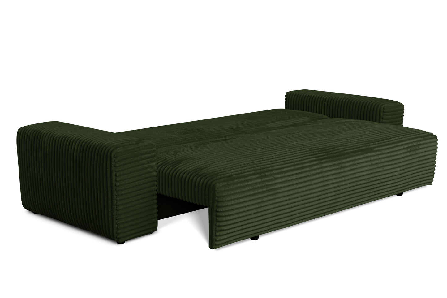 Sofa CORDO by Sofiland - Schlafsofa mit Bettkasten, Cord-Sofa 265x105 cm, Dunkelgrün 39