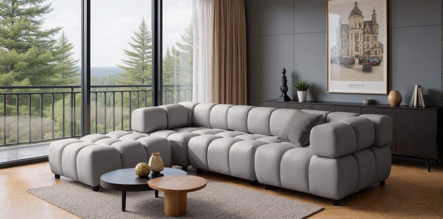 Ecksofa TONDO LC/RC 192x288cm Bluvel 03 Hellgrau