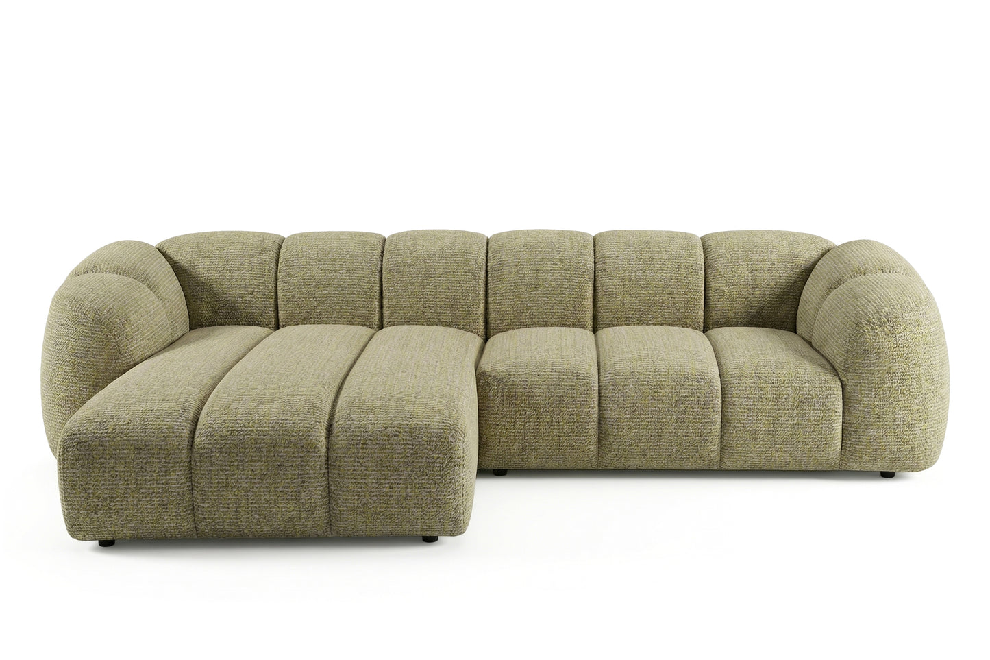 Mali Design Ecksofa 280x150 cm | L-förmige Couch aus Premium Puente-Strukturstoff | 41 Senfgelb | Ottomane links