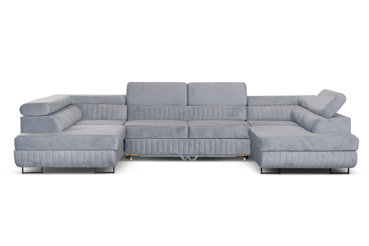 U-förmiges Schlafsofa Magnum Hellgrau 345x202 cm – Flexibles Design ohne feste Seite