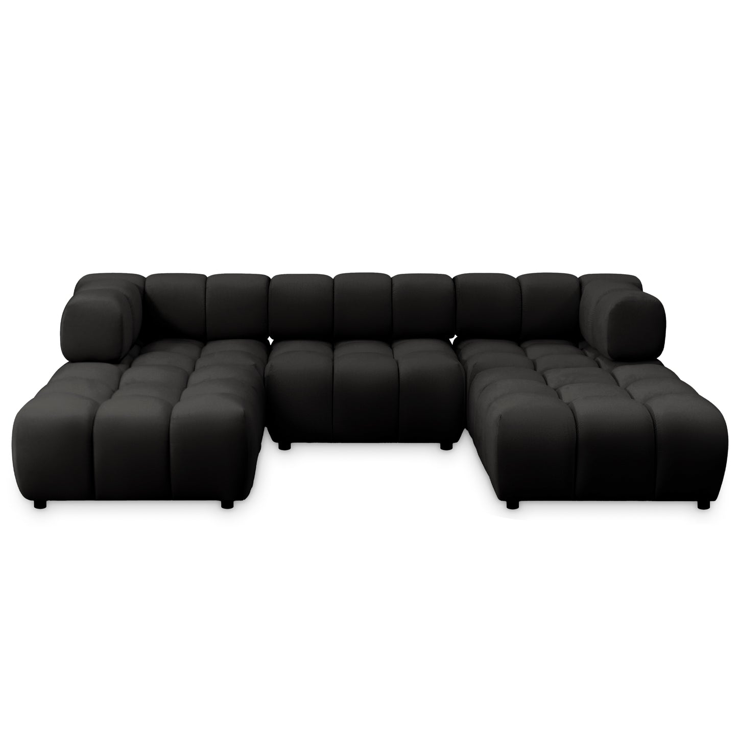 Exklusive Wohnlandschaft Tondo U 192x288 cm – Designer-Sofa Samt Bluvel 19 Schwarz – Modernes Bubble-Design & HR-Schaum Komfort