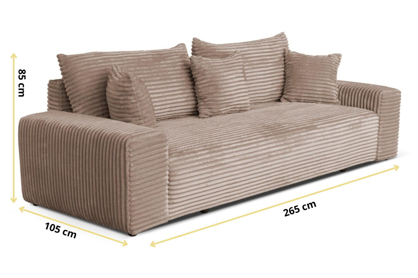 3-Sitzer Schlafsofa 265 × 105 cm mit Bettkasten, Stoff Streichgewebe braun, Cordo