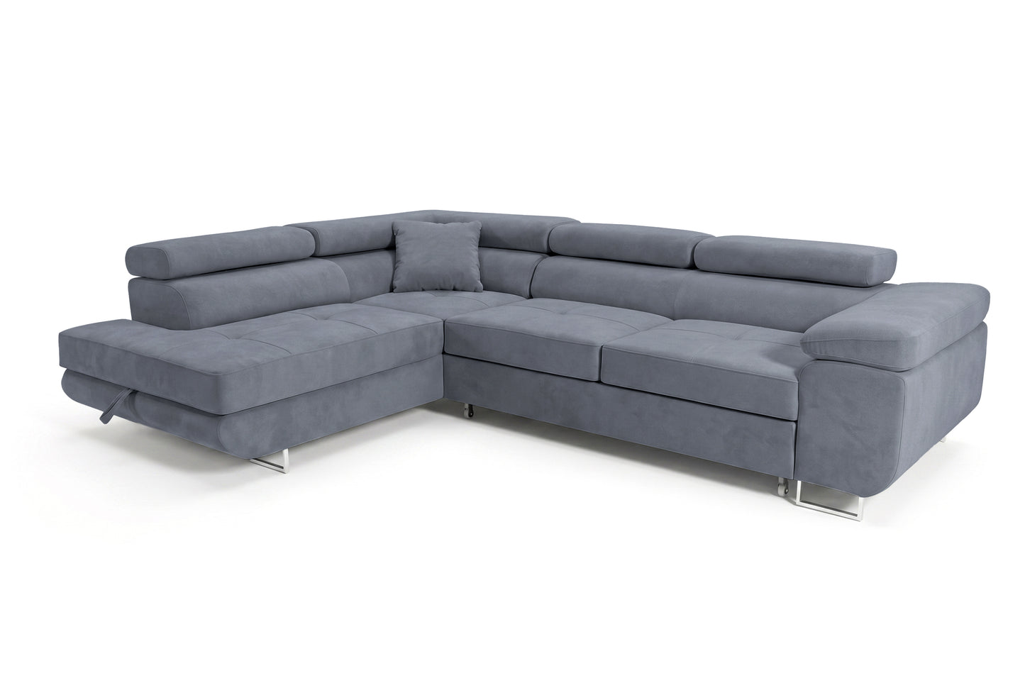 Ecksofa Luca L-Form Grau Stoff Element 23 Linke Ottomane mit Schlaffunktion & Bettkasten