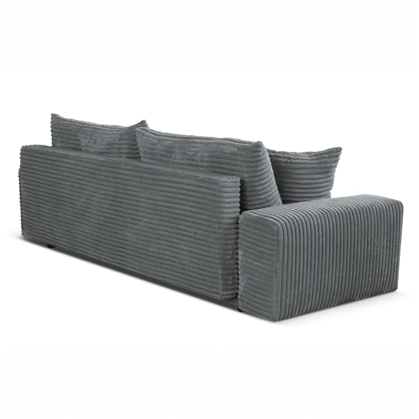 Sofa CORDO von Sofiland - Modernes Schlafsofa mit Bettkasten, Cord-Sofa 265x105 cm, Grau