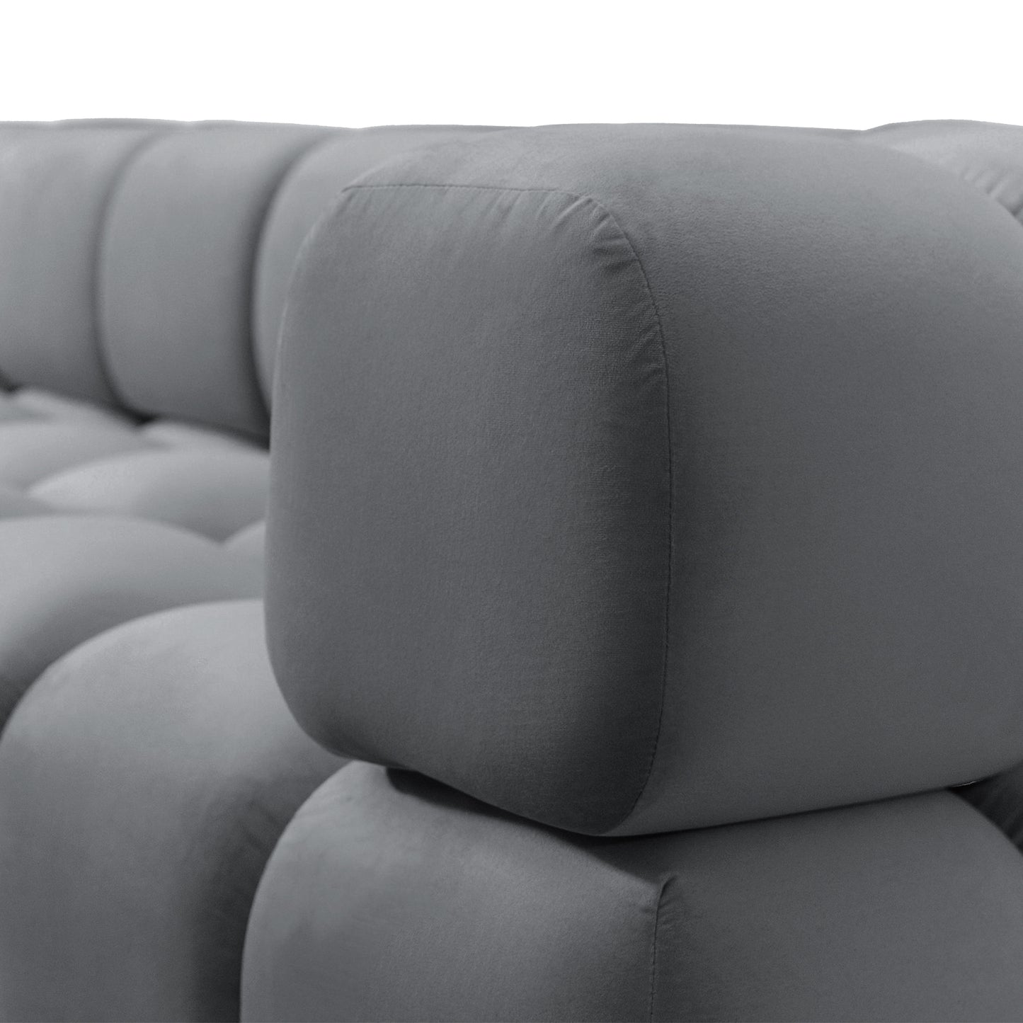 Exklusive Wohnlandschaft Tondo U 192x288 cm – Designer-Sofa Samt Bluvel 14 Grau – Modernes Bubble-Design & HR-Schaum Komfort