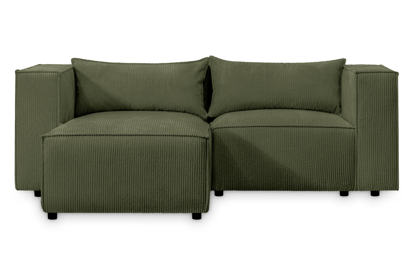 Ecksofa MODULO 210x185 cm Modulsofa Lincoln 37 Grün – Kompaktes Design mit weichem Breitcordstoff