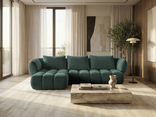 Lounge-Ecksofa SAVIO - Puente 37 Dunkelgrün links - 250x168 cm - Design-Sofa HR