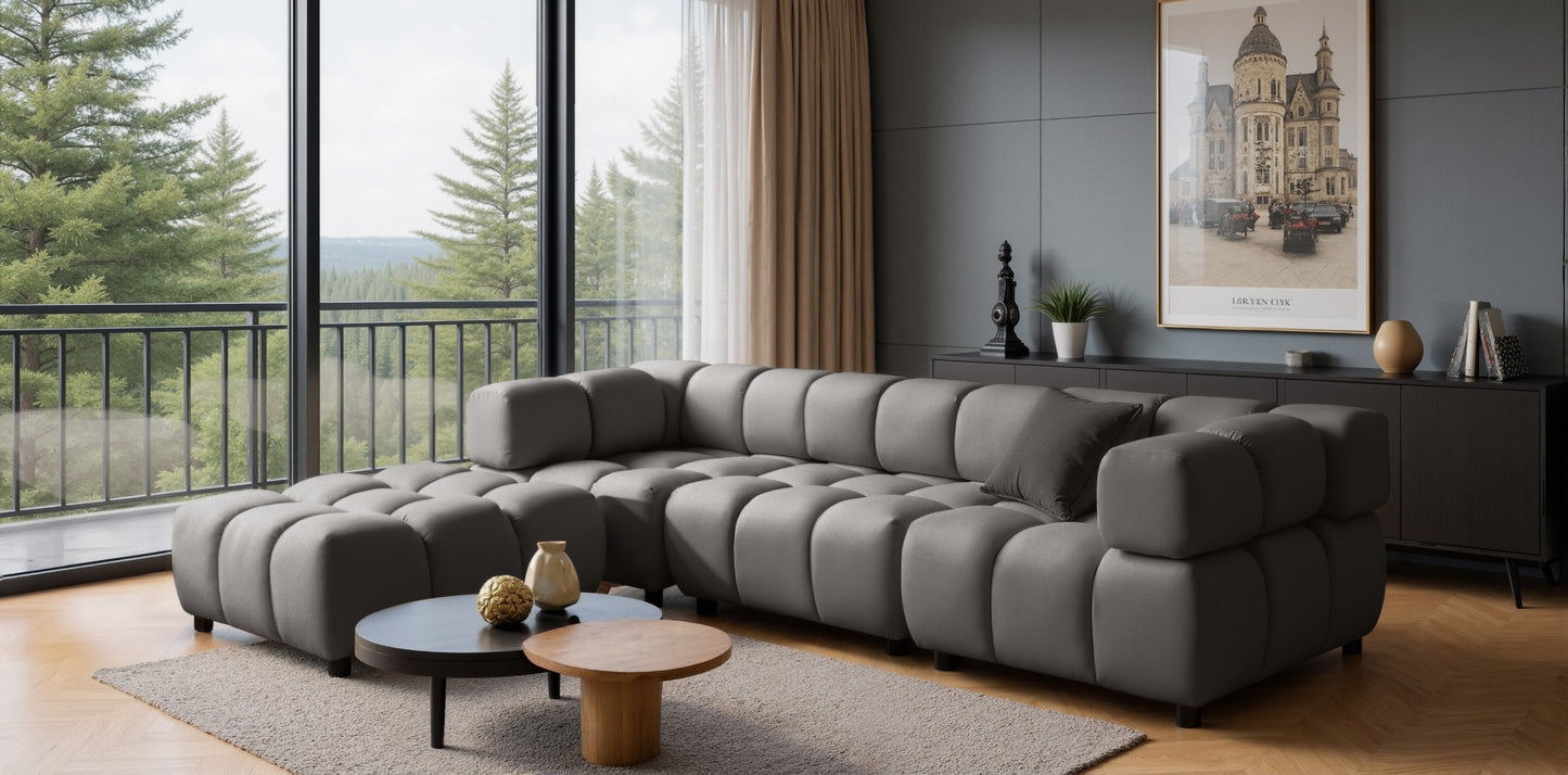 Ecksofa TONDO LC/RC 192x288cm Bluvel 14 Grau