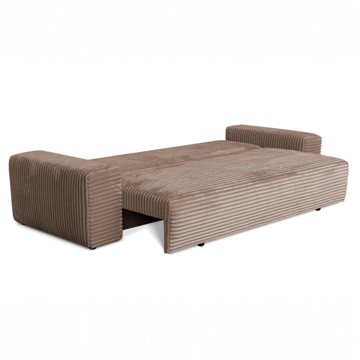 3-Sitzer Schlafsofa 265 × 105 cm mit Bettkasten, Stoff Streichgewebe braun, Cordo
