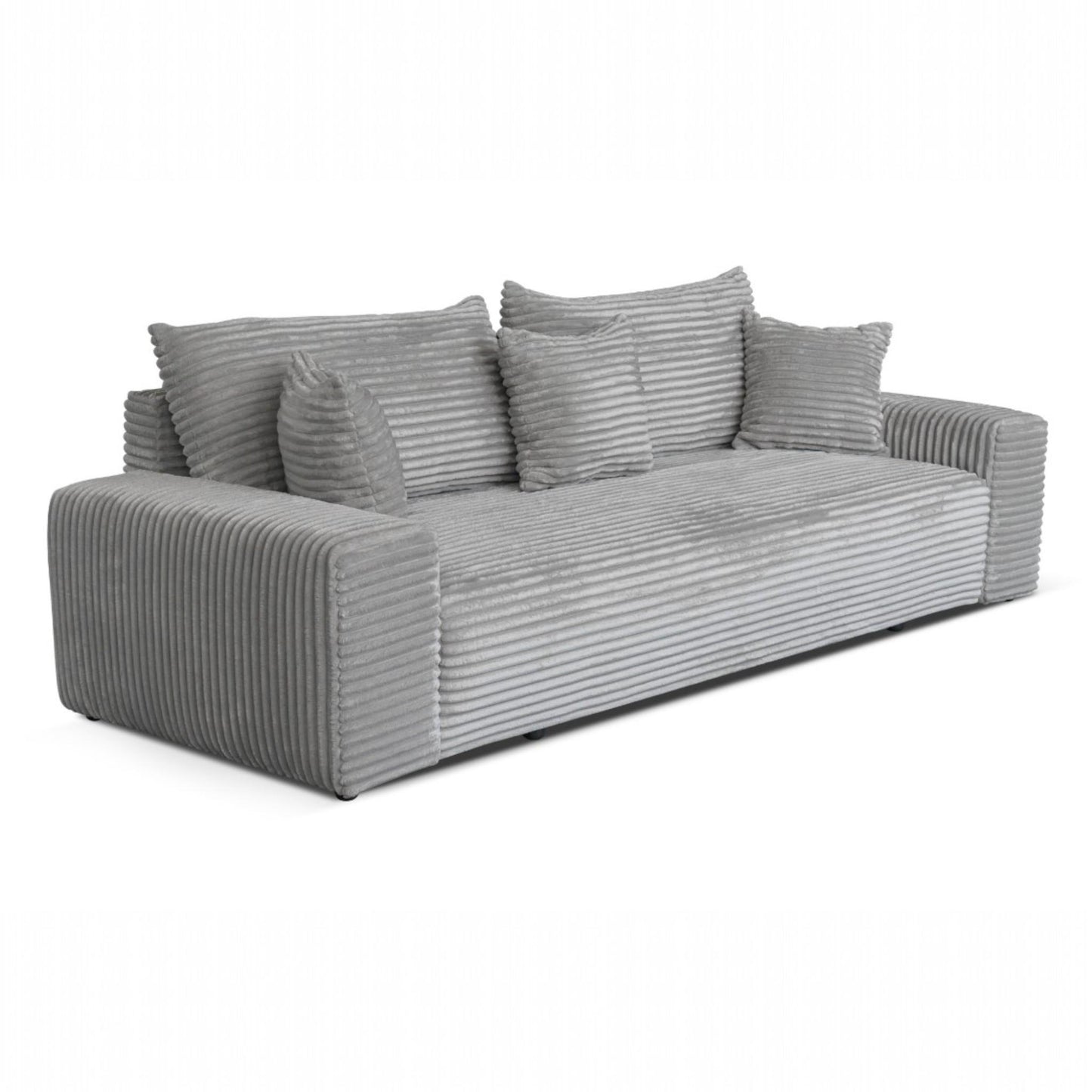 3-Sitzer-Schlafsofa 265 × 105 cm hellgrau mit Stauraum, Stoff: hellgrauer Cord – Cordo
