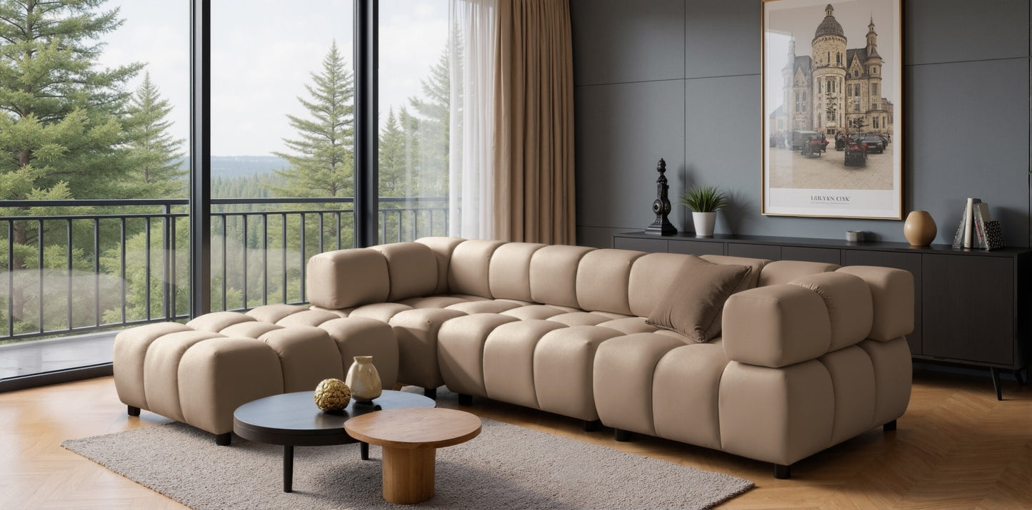 Ecksofa TONDO LC/RC 192x288cm Bluvel 28 Dunkelbeige