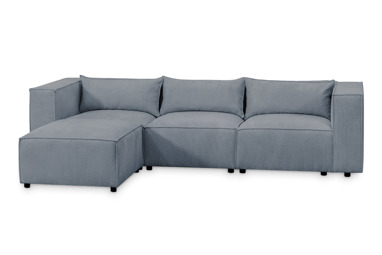 Ecksofa MODULO 290x185 cm Modulsofa Lincoln 85 Grau-Blau – Modernes Design mit weichem Breitcord-Stoff