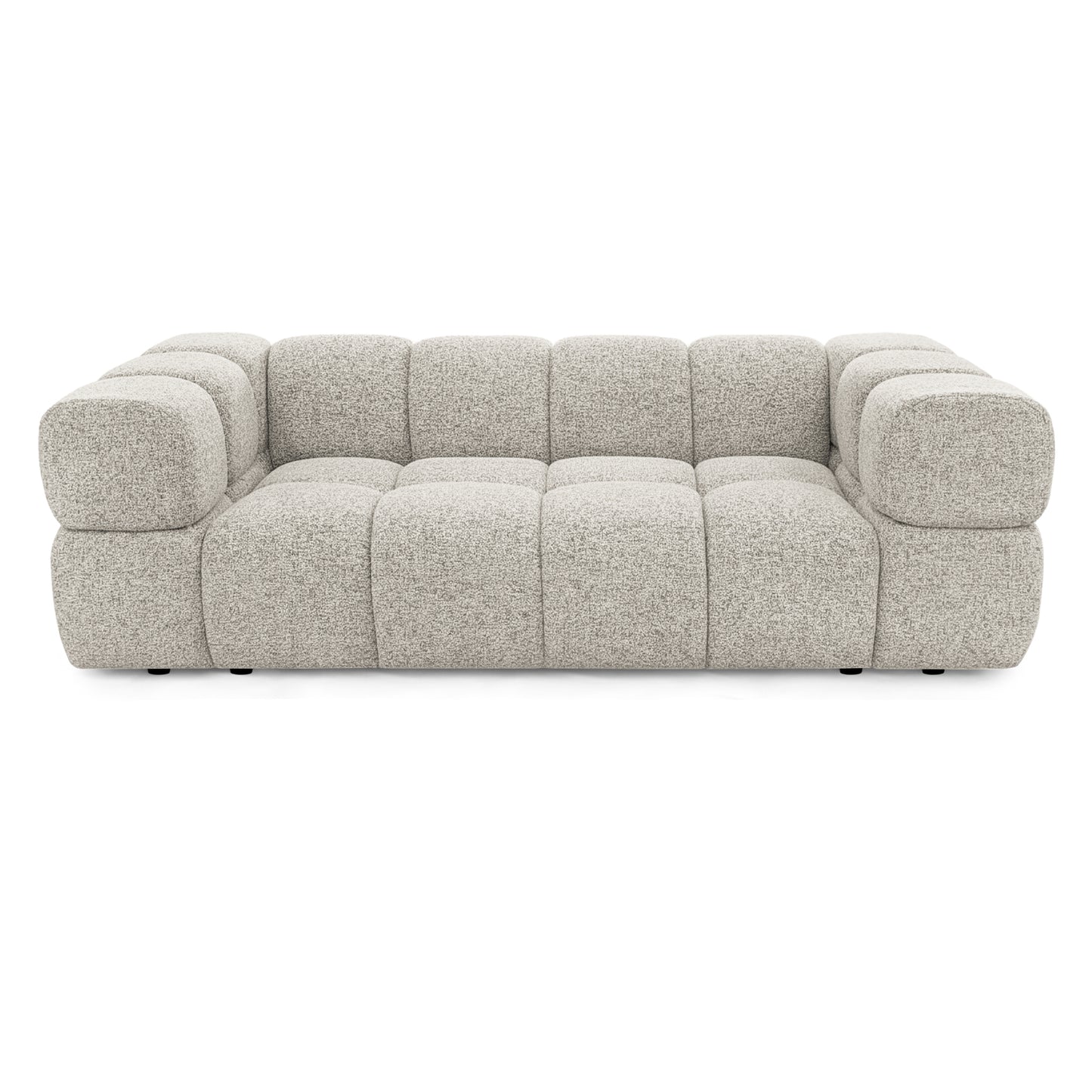 Designer-Sofa 3-Sitzer TONDO PUENTE 09 – Strukturstoff in Bouclé-Optik – Wellenförmiges Design – Hellgrau
